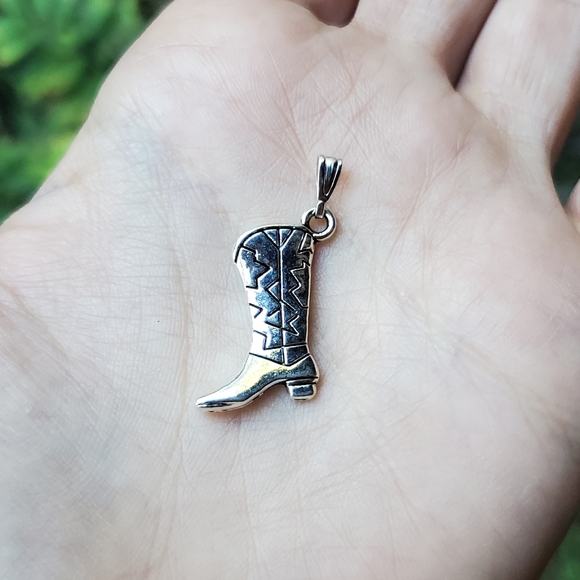 New Silver Cowboy Boot Charm - Picture 7 of 8